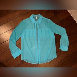 Kensie sheer button up blouse